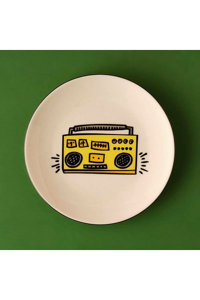 Bella Maison Keith Haring Fun Porcelain Cake Plate Yellow (19 cm)