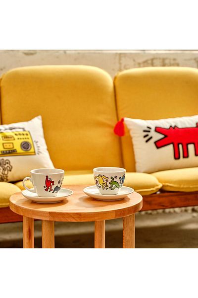 Bella Maison Keith Haring Patterned Porcelain Tea Cup Set - 2 pcs, 220 cc