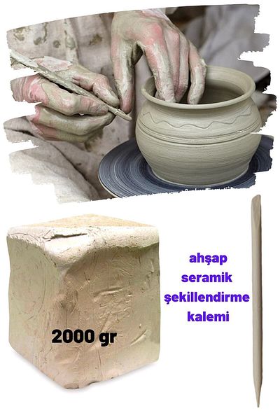 O&S Oyun ve Sanat Eğlen-Üret Ceramic Dough White and Purple Shaping Pen, Natural Clay 2000 gr 2 Kg