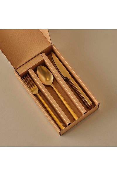 Bella Maison Premium Gold 18 Piece Dinner Set for 6 People - Fork and Spoon Knife