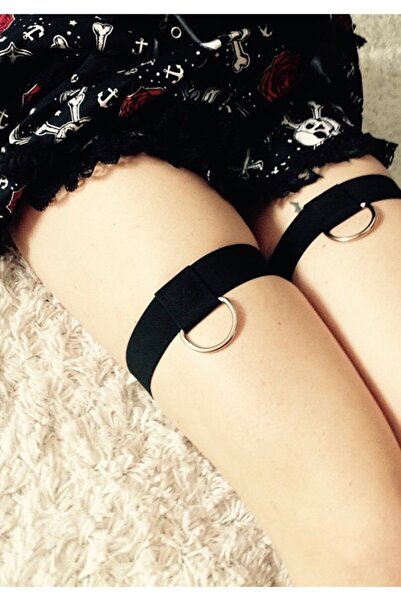 Nishstyle Halkalı Detaylı 1 Adet Siyah Lastik Bacak Kemeri