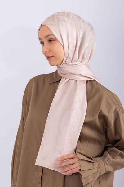hijabchi Εισαγόμενο Silky Jacquard Zigzag - Πούδρα