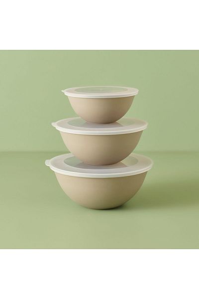 Bella Maison Grego 3-Piece Bowl Set with Lid Beige (25,6X25,6X19,1)