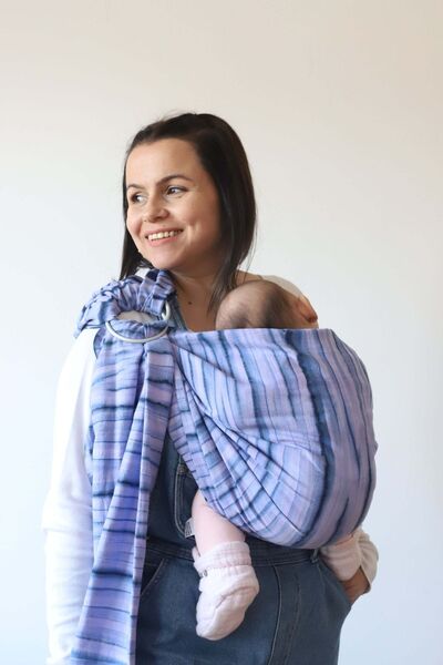 ZuBu Halka Sling Bebek Taşıma Şalı Batik Mor Organik Pamuk Anakucağı