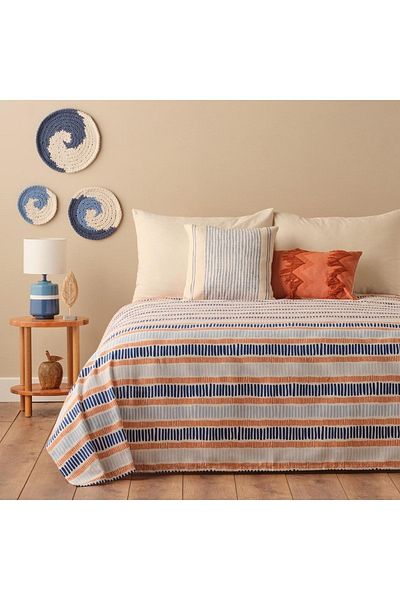 Bella Maison Marin Cooper dublu bumbac imprimat piqué - albastru (200X220 CM)