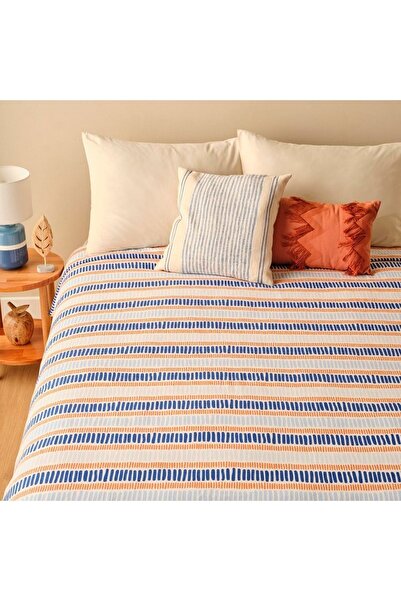 Bella Maison Marin Cooper Pamuklu Çift Kişilik Baskılı Pike Mavi (200X220 CM)