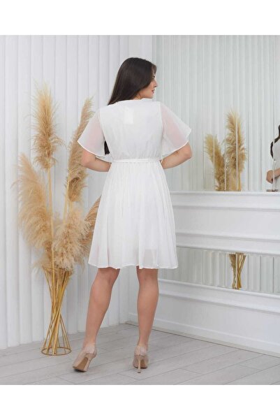 Elbisen Burada Λευκό σιφόν Plus Size Flared Maternity Exterior Νυφικό