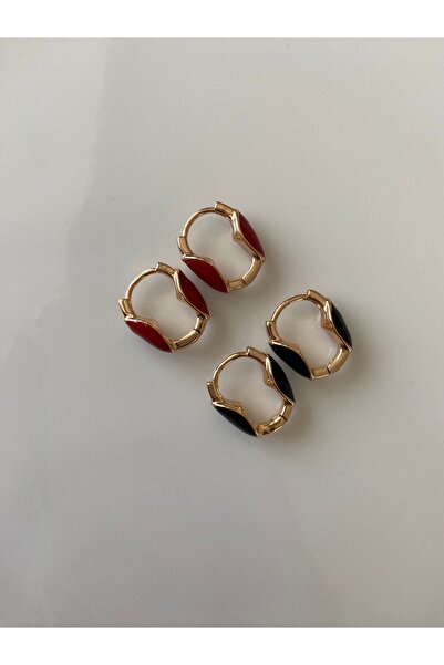 Freyja Aksesuar Kırmızı Mineli 18k Gold Halka Küpe Xuping