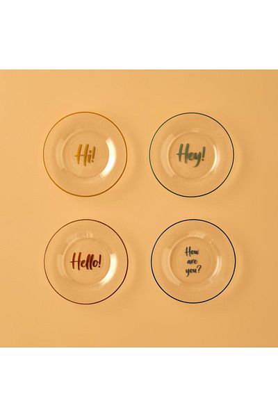 Bella Maison Set of 4 Colorful Hello Cake Plates - 19 cm