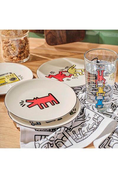 Bella Maison Set of 4 Double Porcelain Cake Plates by Keith Haring (19 cm)