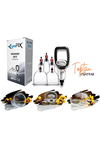 KUPAFİX 6 Lı Hacamat Seti, Selülüt Cihazı, Hacamat Kupası Ve Pompası