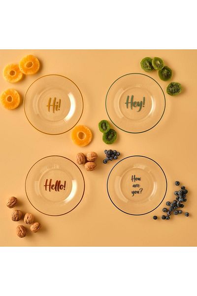 Bella Maison Set of 4 Colorful Hello Cake Plates - 19 cm
