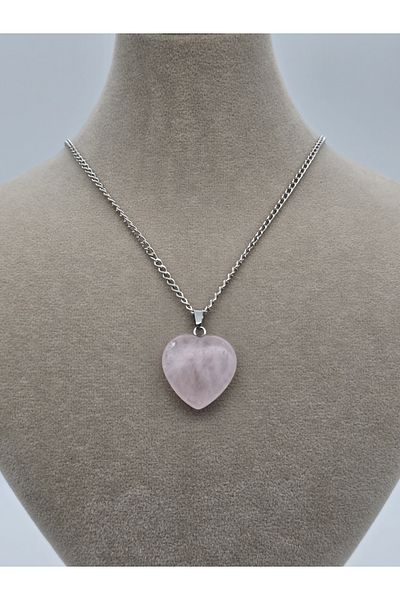 NBS Beautiful Naturel Stones Pink Quartz Natural Stone - Reflection of Love and Heart Necklace (Love Magnet, Peace)