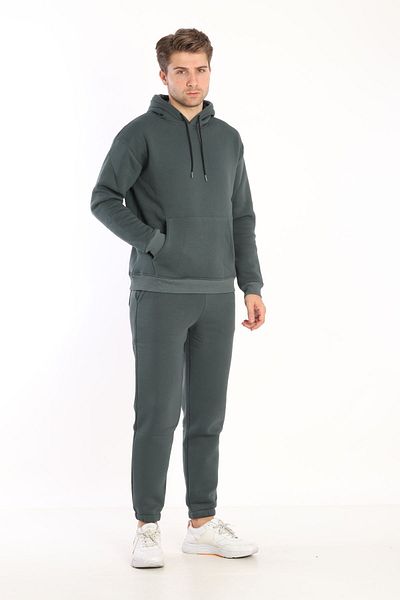 NEED LİFE Men's Petrol Winter Cotton Hooded Kangaroo Pocket Comfortable Fit Tracksuit Set