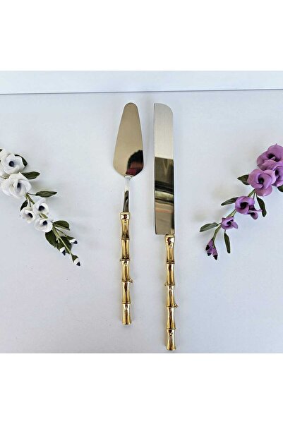 MaviDamla 2 PARÇA PASTA SERVİS SETİ BAMBU MODEL GOLD