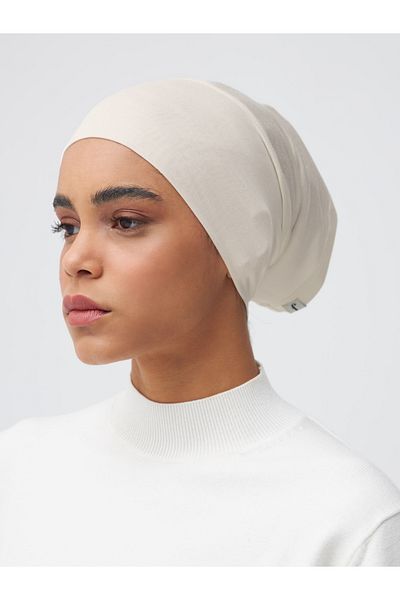 Femple Modest Off White Practical Plain Bonnet - Tube Underscarf