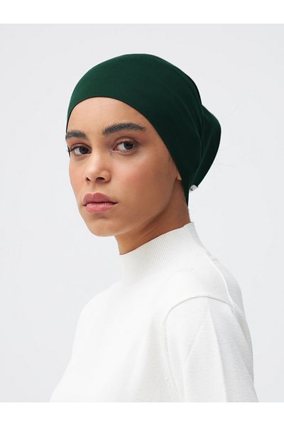 Femple Modest Pine Green Practical Plain Bonnet - Tube Underscarf