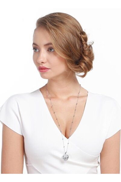 Monemel Long Chain Stone Detailed Heart Necklace