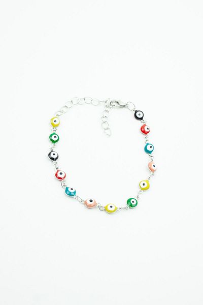 Liveyn Design Colorful Steel Bracelet with Evil Eye Beads