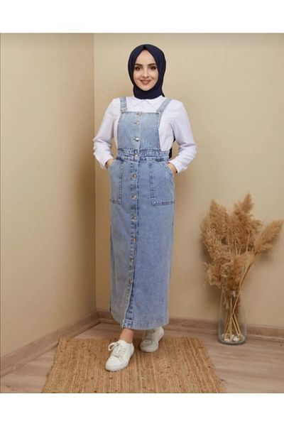 GiydikçeGiyin Hijab Denim Salopet