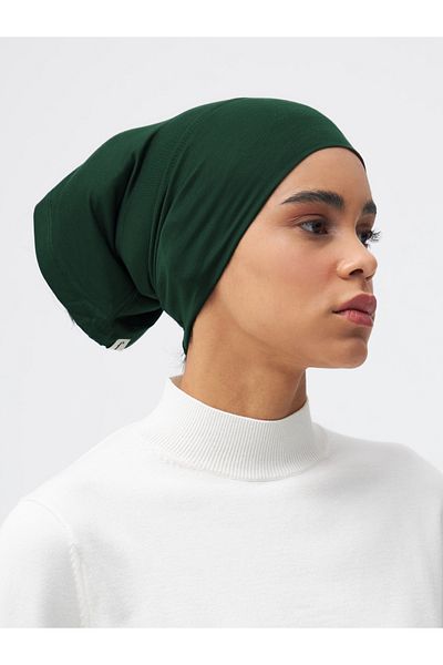 Femple Modest Pine Green Practical Plain Bonnet - Tube Underscarf