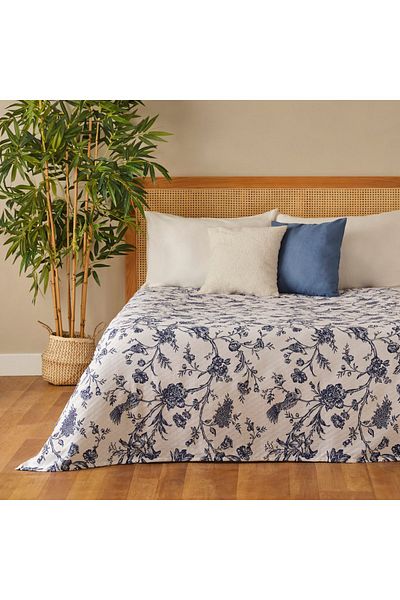 Bella Maison 100% βαμβάκι Luke Μονό εμπριμέ πικέ μπλε (150x220 cm