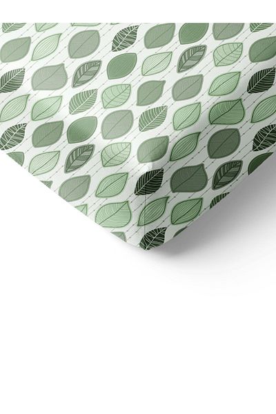 Evmila Leaf Pattern Printed Double Sheet Set 160x200 Cm - Green