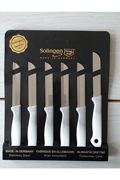 Solingen Gümüş Ebruli Tırtıklı Meyve Bıçakları 6lı