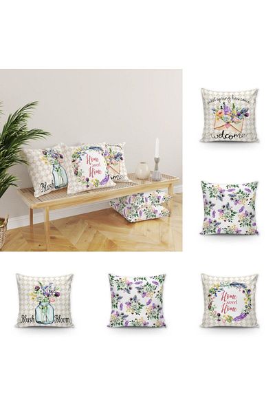 Evmila Set de 5 huse de pernă decorative