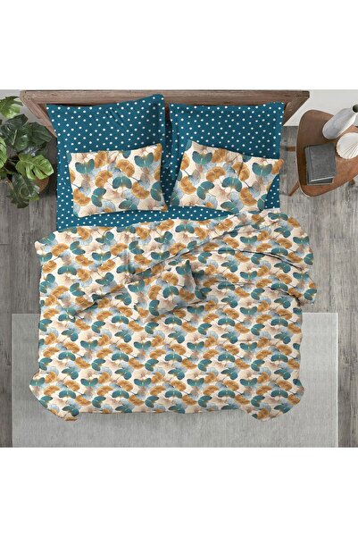 Evmila Кольоровий комплект постільної білизни з візерунком листя для двоспаль...