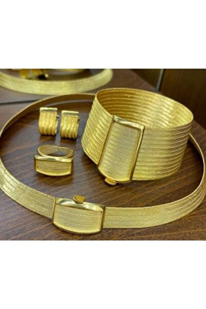 EgeEceSilvers 24 Ayar Altın Kaplama Gümüş Trabzon Hasır Set
