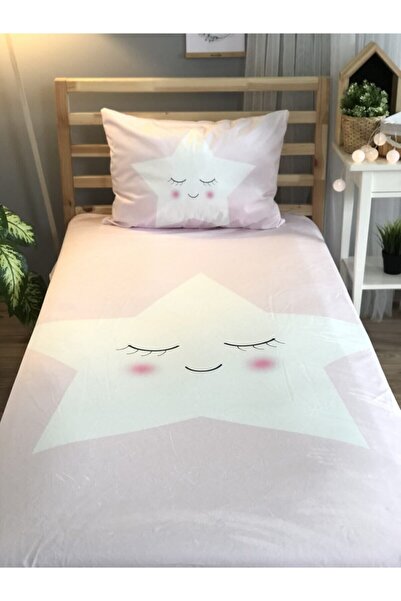 Lolla Evmila Dijital Baskı Pembe Yıldız Kadife Örtü Yastık Seti 393