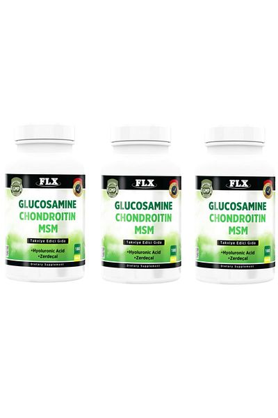 FLX Glucosamine Chondroitin Msm Hyaluronic Acid Turmeric 180 Tablets X 3 Box