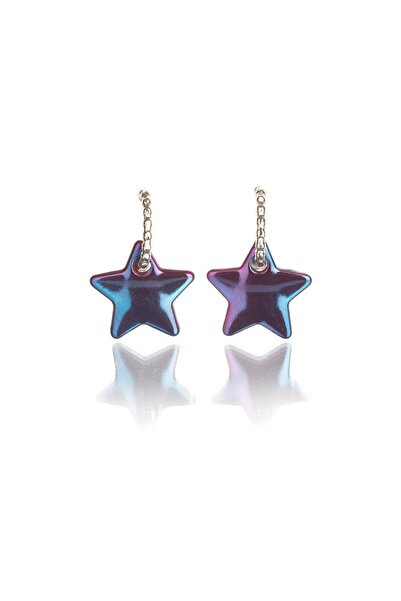 Leerybee Chrome Fuchsia Blue Color Antiallergic Star Earrings