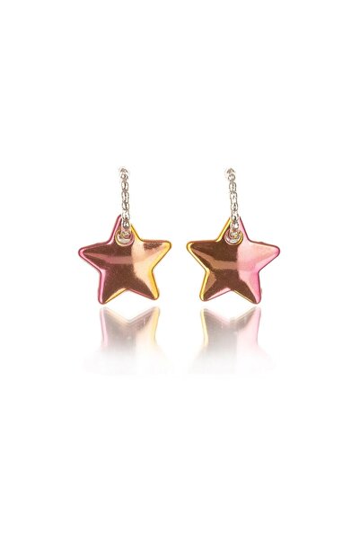 Leerybee Chrome Fuchsia Yellow Color Antiallergic Star Earrings