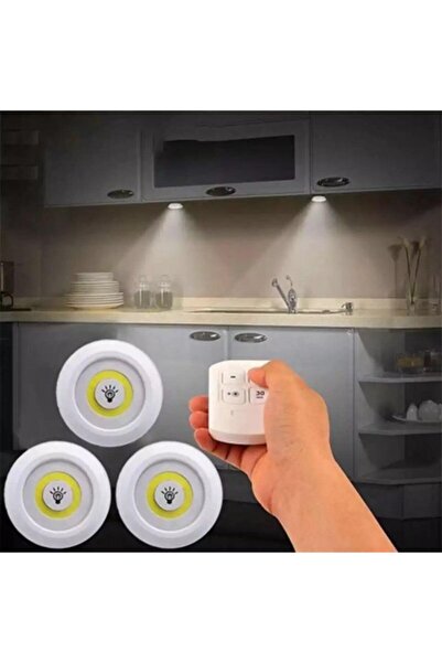 Mashotrend Uzaktan Kumandalı Yapışkanlı Kablosuz Pilli Led - 3 Lü Spot Lamba ...