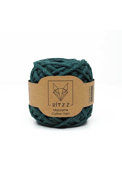 Ritzz Τυφλό βαμβακερό νήμα μακραμέ 3mm Emerald Green - 100 γραμμάρια
