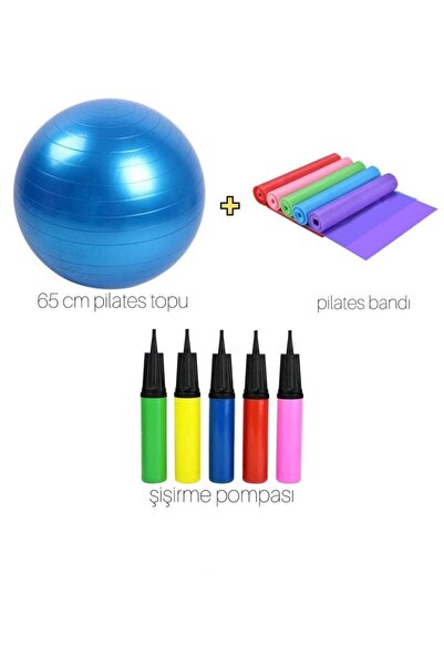 Clifton 65 Cm Pilates Büyük Topu 1 Adet +1 Adet Pilates Bandı +1 Adet Şişirme Pompası