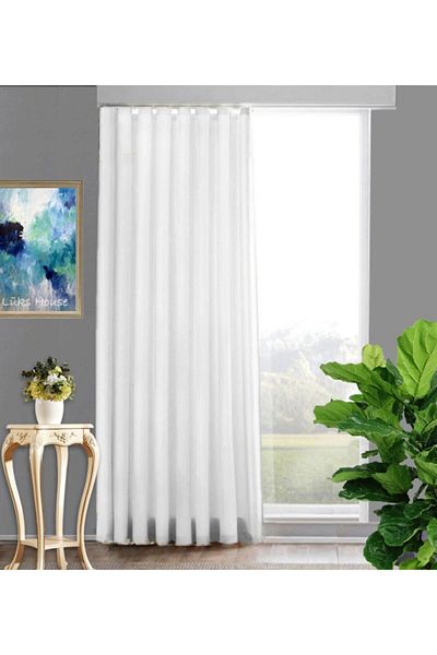 lüks House Luxury White Linen Sunshade - Curtain Colored