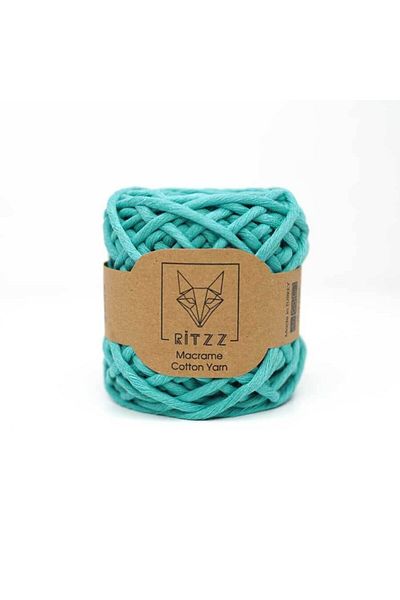 Ritzz Τυφλό βαμβακερό νήμα μακραμέ 3mm Ocean Green - 100 γραμμάρια