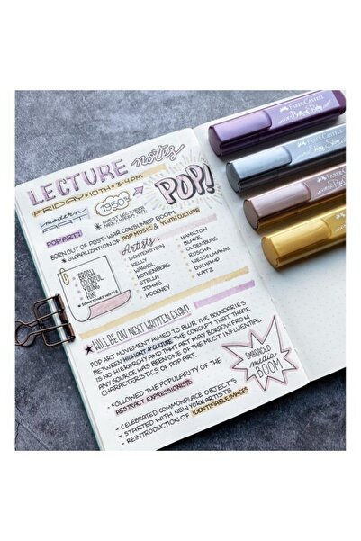Faber Castell Fosforlu 4 Lü Set Kalem 46 Metalik Rose Silver Yakut Gold