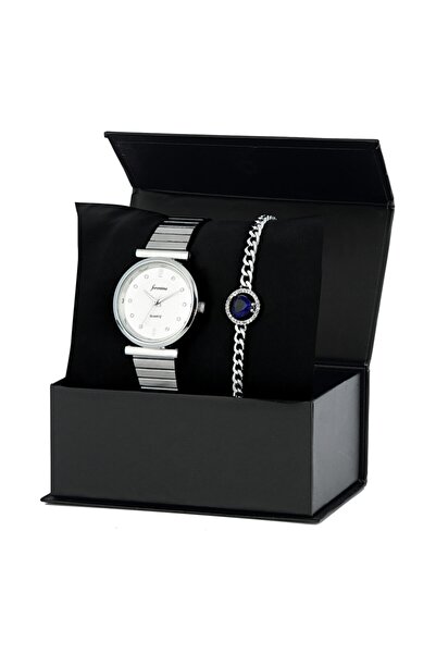 Forentina Metal Kol Saati - Zirkon Bileklik Kombin Set Ps1946