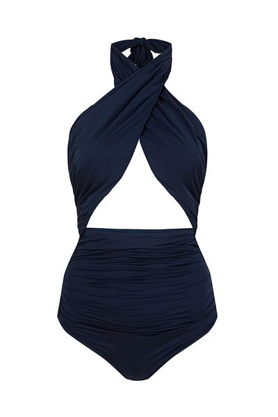 AQUELLA Costum de baie pentru damă cu cruce albastru bleumarin
