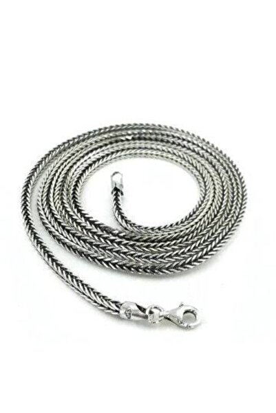 bigakan Gümüş Erkek Kolye Tilki Kuyruğu Zincir Italyan Ince Model 1.8 Mm