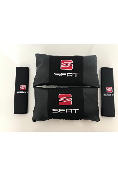 OEM Seat Nakışlı Deri 1 Çift Boyun Yastık Ve 1 Çift Kemer Pedi