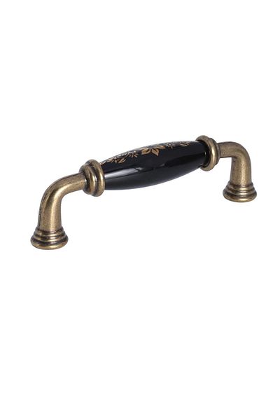 Porcellana Perla Mâner din porțelan negru sertar dulap bucătărie - rubin 96mm Stk0380
