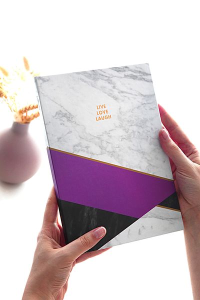 Le Color Marble Lined Notebook Purple