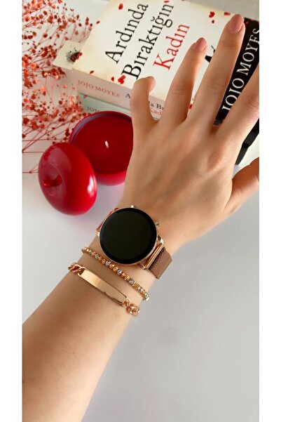 ÇENÇEN Rose Kadın Çelik Dijital Hasır Kordon Kol Saati