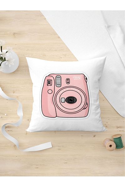 Panorama Ajans Ροζ Ροζ Κάλυμμα Μαξιλαριού Κάμερας Instax Polaroid Design