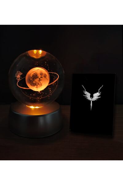 Genel Markalar 3d Samanyolu Galaksi Temalı Satürnlü Kız Işıklı Cam Küre &